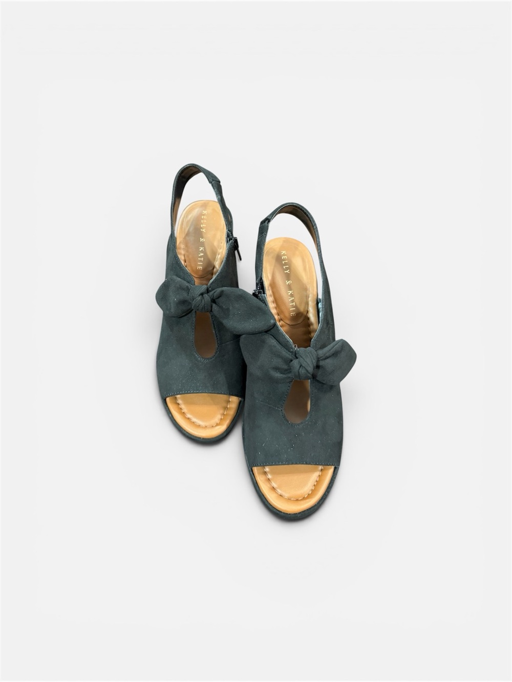 Kelly & Katie Black Bow Peep-Toe Slingback Sandals